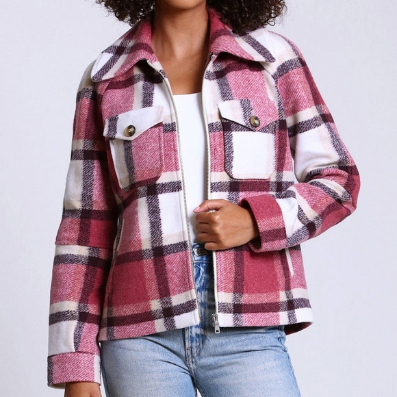 Treasure & Bond Tartan Plaid Tweed Utility Jacket - Picture 8 of 8